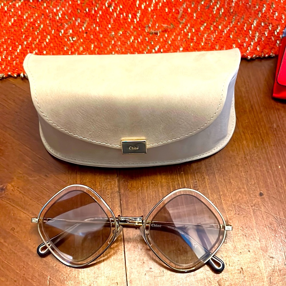 Chloe Poppy Diamond Frame Sunglasses with Case